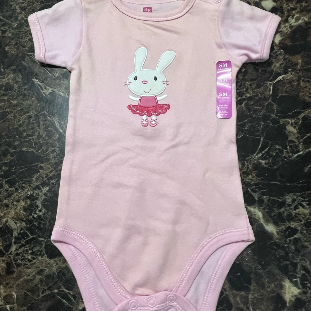 Hudson Baby Pink Bunny Bodysuit